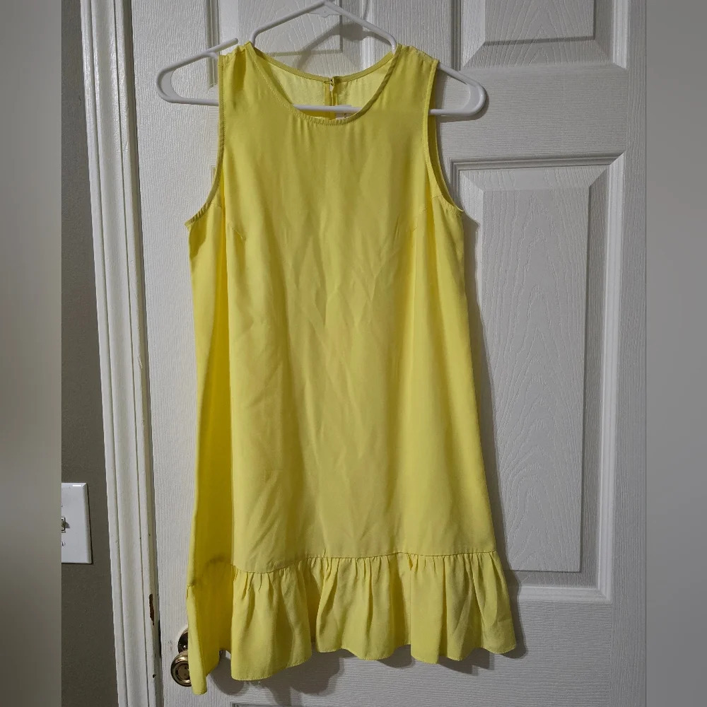 Amanda Uprichard Silk Mini Shift Dress w/ Ruffle Hem in Yellow, Unlined, EUC!